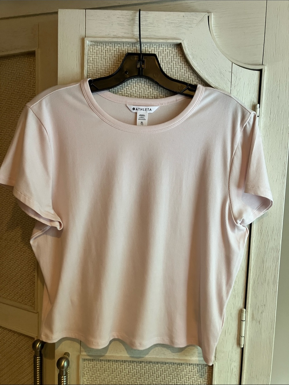 Athleta Signature Rib Crop Tee Pink XL